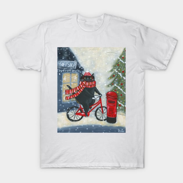 Mailing a Letter to Santa T-Shirt by KilkennyCat Art